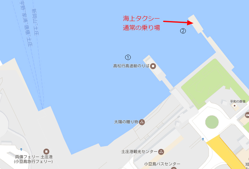 土庄港乗船場所MAP